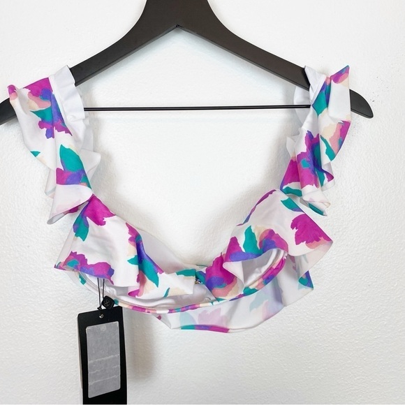 Vix Natalie Bandeau Floral Ruffle Bikini Top Posy - Picture 5 of 6